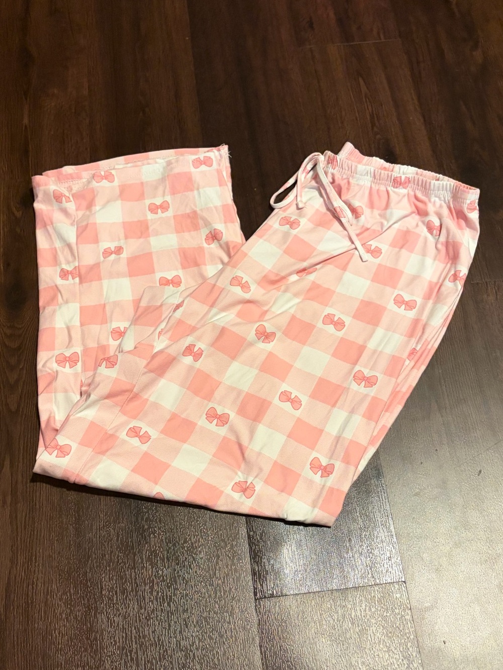 Bobbie Brooks Pink Gingham Bow Print Pajama Bottoms